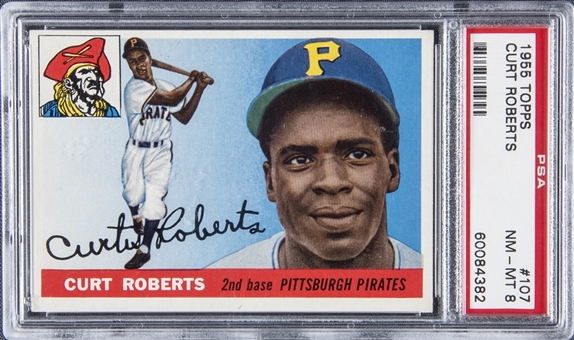 1955 Topps #107 Curt Roberts - PSA NM-MT 8
